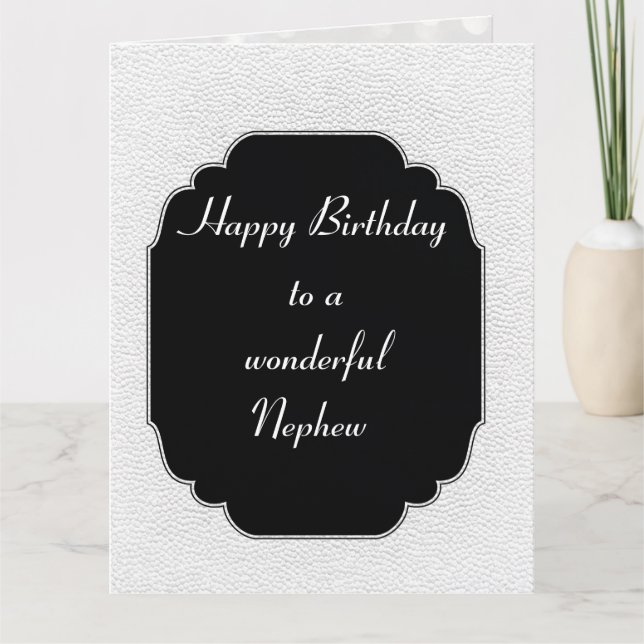 Stylish modern black and white Birthday Nephew Card (Front)