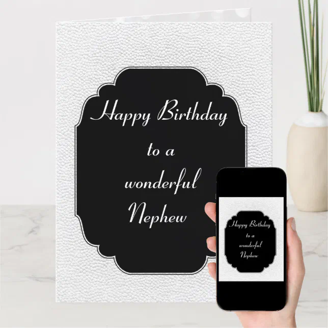 Stylish Modern Black And White Birthday Nephew Card | Zazzle