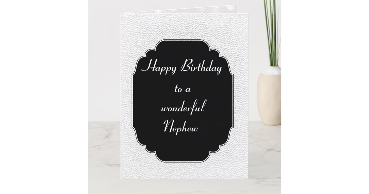 Stylish Modern Black And White Birthday Nephew Card | Zazzle