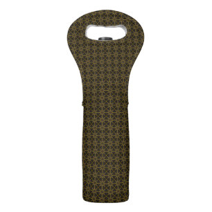 Stylish Modern Black & Gold Geometric Pattern Wine Bag