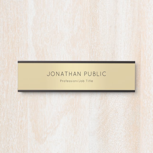 Stylish Modern Black Gold Glamorous Template Door Sign (Front)