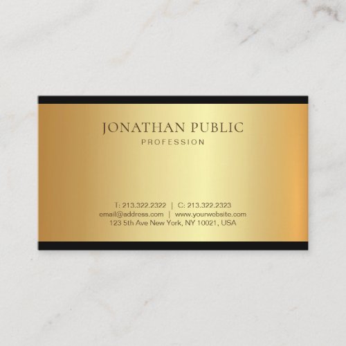 Stylish Modern Black Gold Glamour Professional Business Card