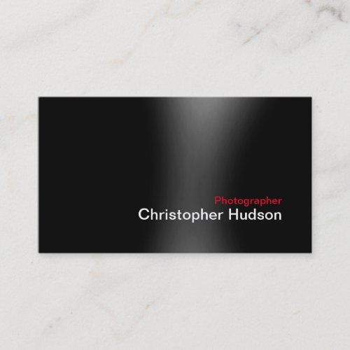 Stylish Modern Black Grey Red Photography Artist Business Card