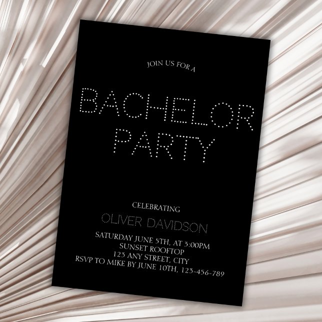 Stylish Modern Black Light Font Bachelor Party Invitation (Stylish Modern Black Light Font Bachelor Party Invitation)