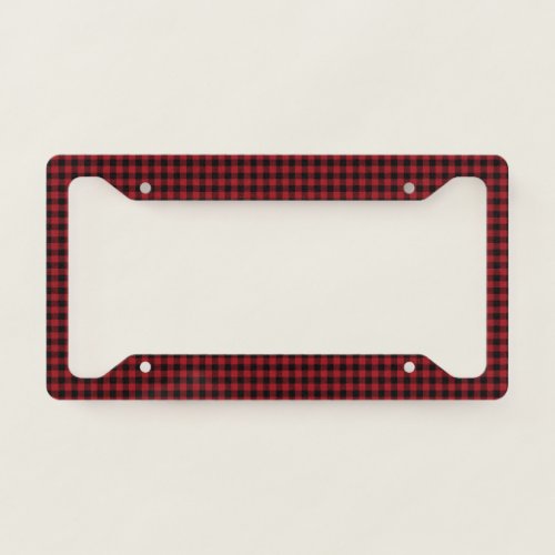 Stylish Modern Black Red Buffalo Check Plaid License Plate Frame