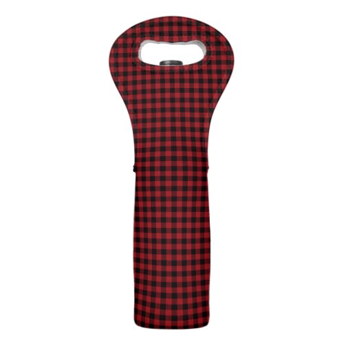 Stylish Modern Black Red Buffalo Check Plaid Wine Bag