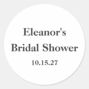 Stylish Modern Black White Custom Bridal Shower Classic Round Sticker