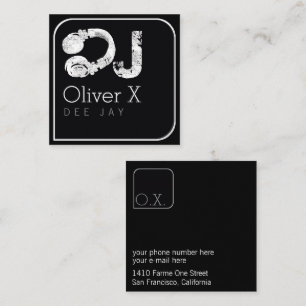 stylish & modern blk square professional DJ Business Card