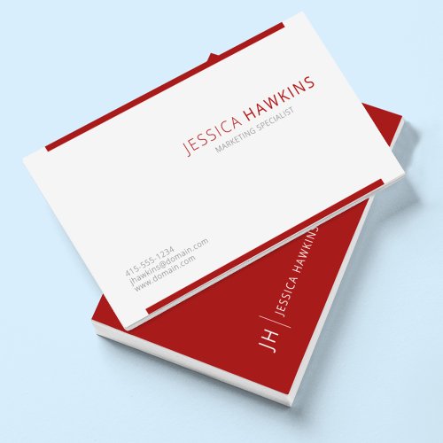 Stylish Modern Block Crimson Red Professional Business Card