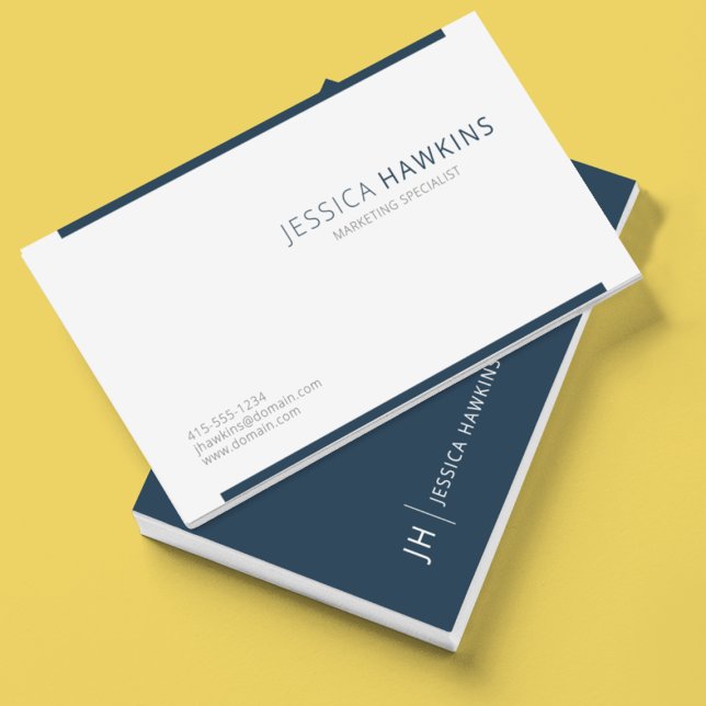 Stylish Modern Block Indigo Navy Blue Professional Business Card (Creator Uploaded)