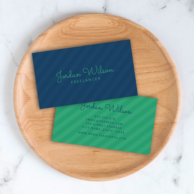 Stylish Modern Blue and Green Stripes Business Card (Creator Uploaded)