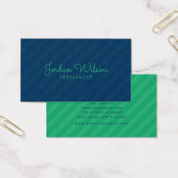 Stylish Modern Blue and Green Stripes Business Card
