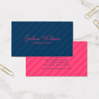 Stylish Modern Blue and Pink Stripes Business Card