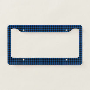 Stylish Modern Blue Black Buffalo Check Plaid  License Plate Frame