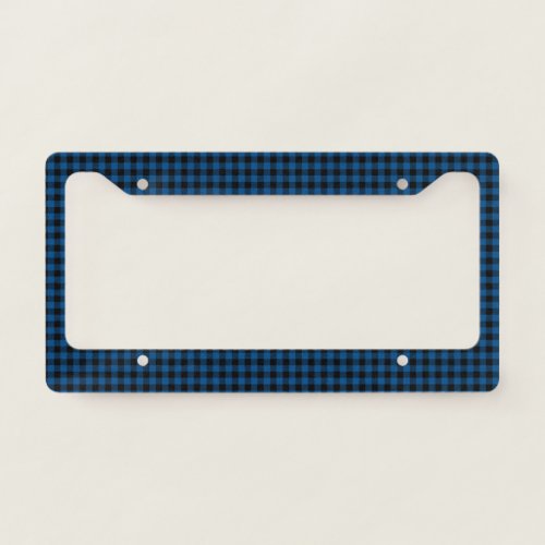 Stylish Modern Blue Black Buffalo Check Plaid  License Plate Frame