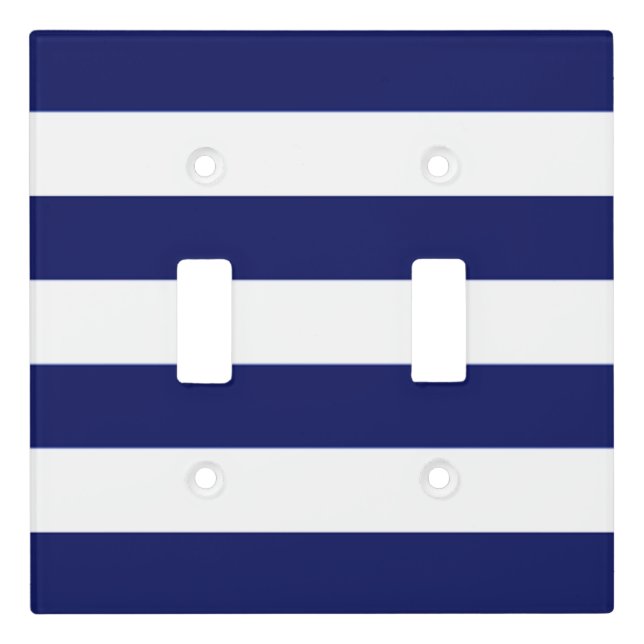 Stylish Modern Blue Stripe Pattern Light Switch Cover (Front)