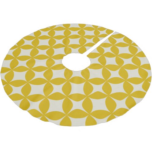 Stylish Modern Boho Pattern in Mustard Yellow Brushed Polyester Tree Skirt