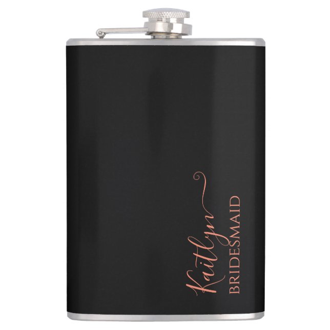 Stylish Modern Bridesmaid Gift | Personalized Flask (Front)