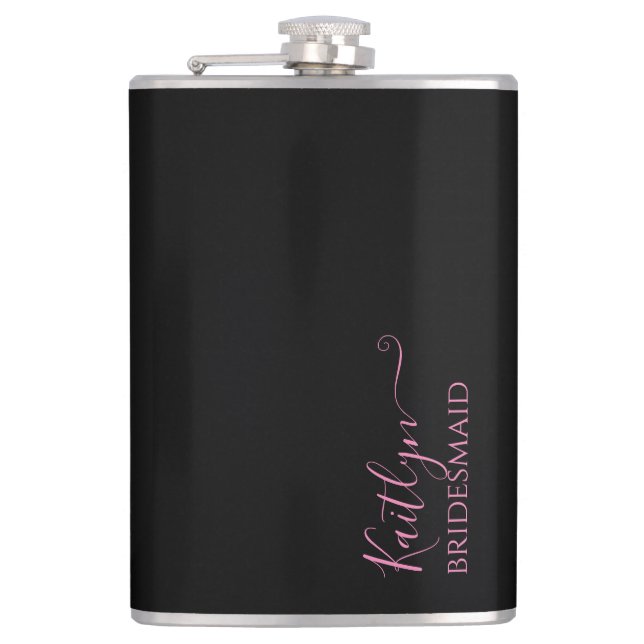 Stylish Modern Bridesmaid Gift | Personalized Flask (Front)