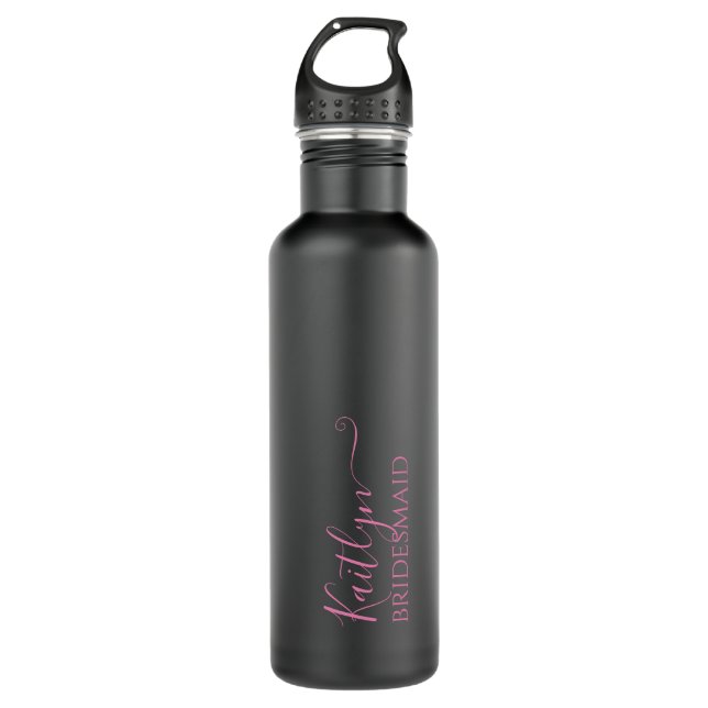 Stylish Modern Bridesmaid Gift | Personalized  Stainless Steel Water Bottle (Front)