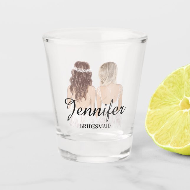 stylish modern bridesmaid Personalized  Shot Glass (Front)