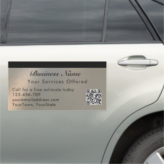 Stylish Modern Brushed Metal QR Code Business Sign
