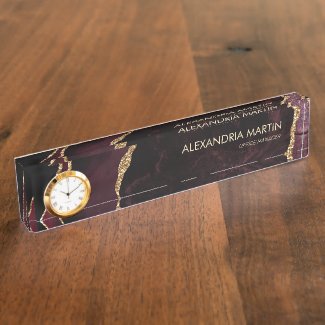 Stylish Modern Burgundy Gold Glitter Marble Black 