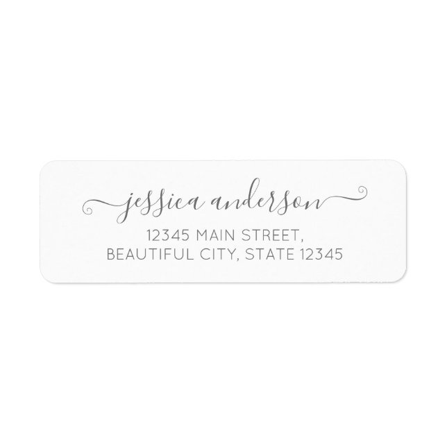 Stylish Modern Calligraphy Chic Script Silver Gray Label (Front)