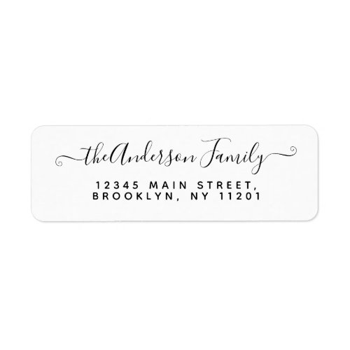 Stylish Modern Calligraphy Script Black Last Name Label