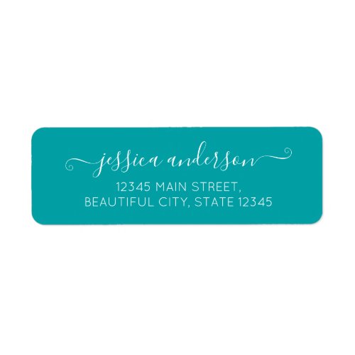 Stylish Modern Calligraphy Script Chic Teal Green Label