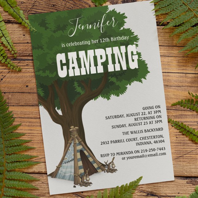 Stylish Modern Camping Birthday Party Invitation (Creator Uploaded)