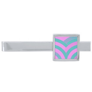 stylish modern chic chevron silver finish tie clip