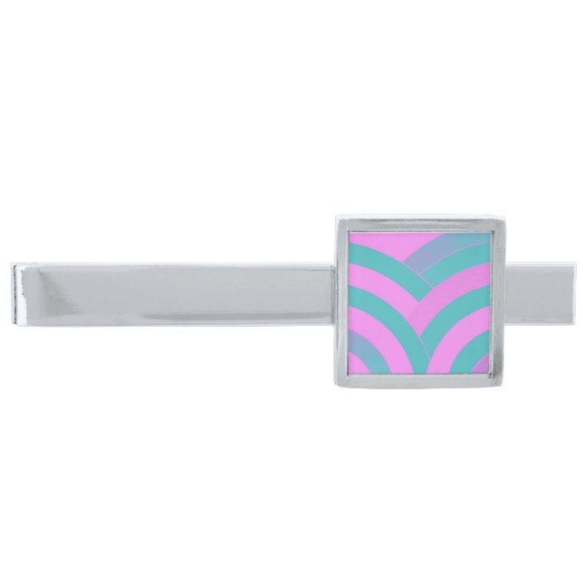 stylish modern chic chevron silver finish tie clip (Front)