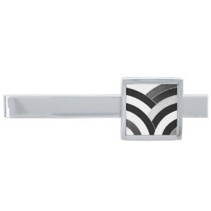 stylish modern chic chevron silver finish tie clip
