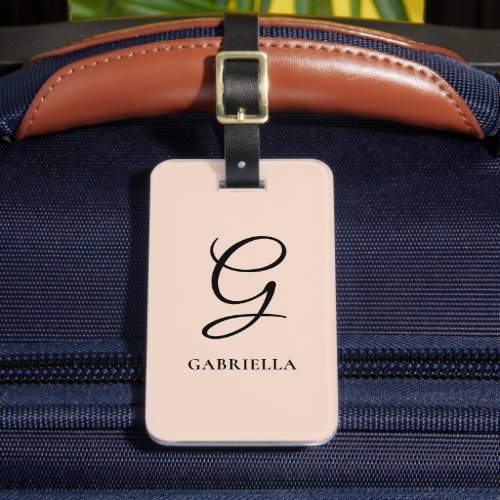 Stylish Modern Chic Monogram Personalized Beige Luggage Tag