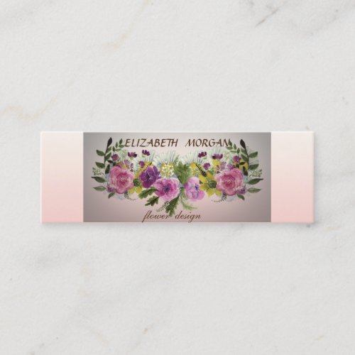 Stylish Modern Chic  Watercolor Flowers Mini Business Card