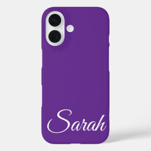 Stylish Modern Classic Customised Name Purple. iPhone 16 Case