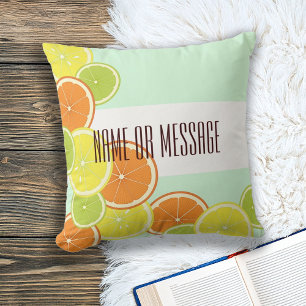 Stylish Modern Colorful Citrus Fruit Slices Throw Pillow