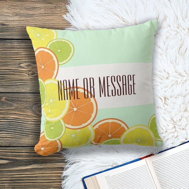 Stylish Modern Colorful Citrus Fruit Slices Throw Pillow (Creator Uploaded)