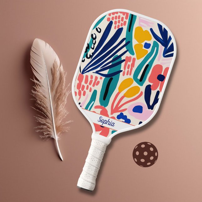 Stylish Modern Colorful Watercolor Art Monogram Pickleball Paddle (Creator Uploaded)