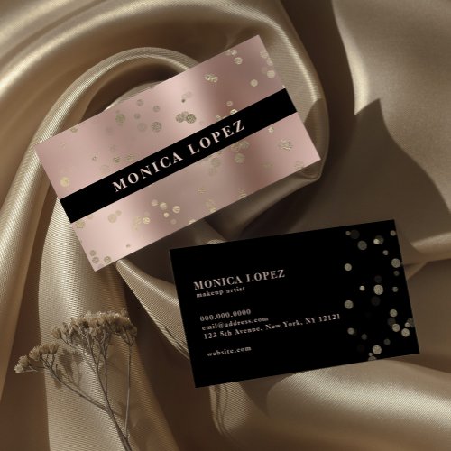 Stylish modern copper rose gold confetti dots business card