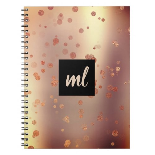 Stylish modern copper rose gold confetti dots notebook