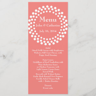 Stylish Modern Coral Color Wedding Table Menu