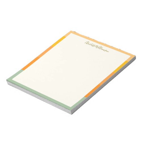 Stylish Modern Coral Sage Border Personalized Notepad