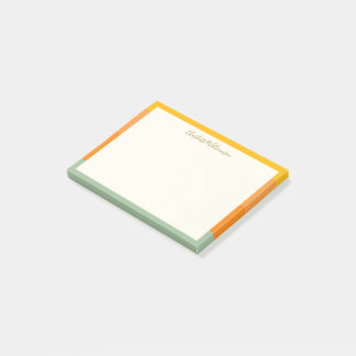 Stylish Modern Coral Sage Border Personalized Post-it Notes