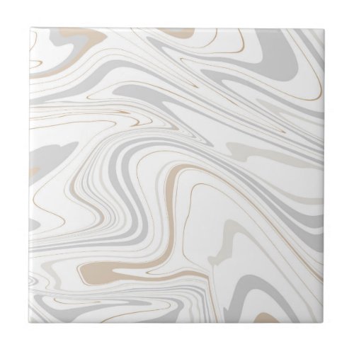 Stylish Modern Curves Grey Beige White Marble 2_8 Ceramic Tile