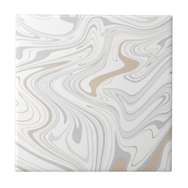 Stylish Modern Curves Grey Beige White Marble 4-8 Ceramic Tile (Front)