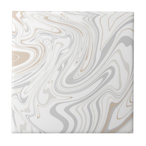 Stylish Modern Curves Grey Beige White Marble 5_8 Ceramic Tile