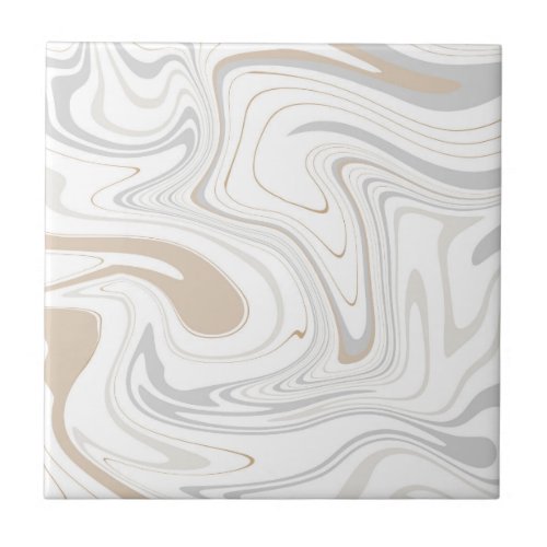 Stylish Modern Curves Grey Beige White Marble 7_8 Ceramic Tile