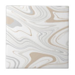 Stylish Modern Curves Grey Beige White Marble 8-8 Ceramic Tile<br><div class="desc">Looking to be a little different and original? This modern faux stone light grey white beige marble mimic curves print wall ceramic tile is just what you need. Available in two sizes 4.25 x 4.25 and 6 x 6 inches. Please not that this is a flat color print and is...</div>